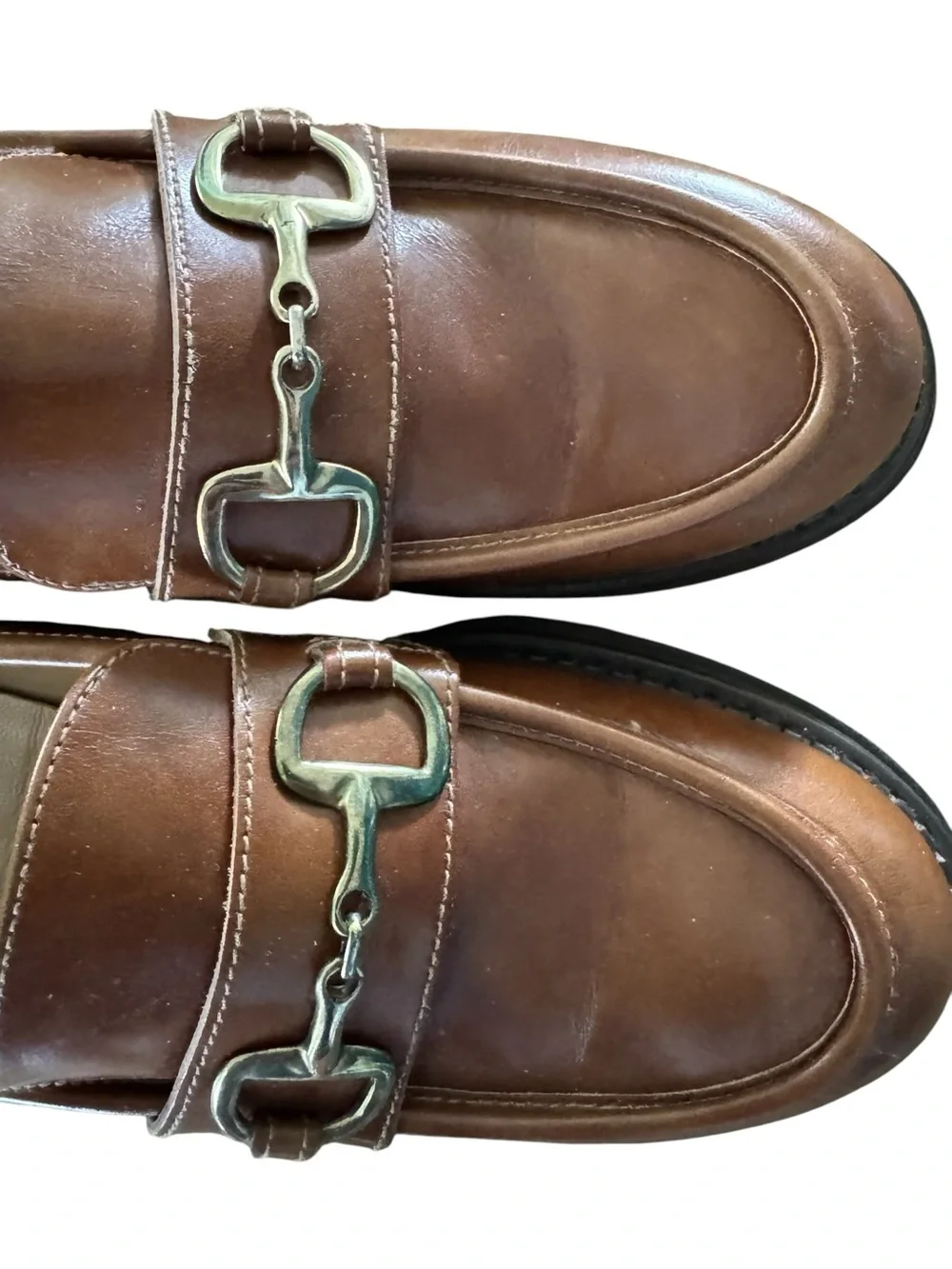 Nero Giardini Chestnut Brown Leather Lug-Sole Bit Loafers